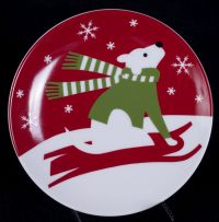 Crate & Barrel Christmas Holiday Snowpup Dog Plate